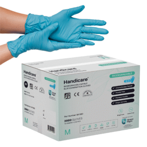 Handicare Blue Nitrile Powder Free Single Use Examination Gloves