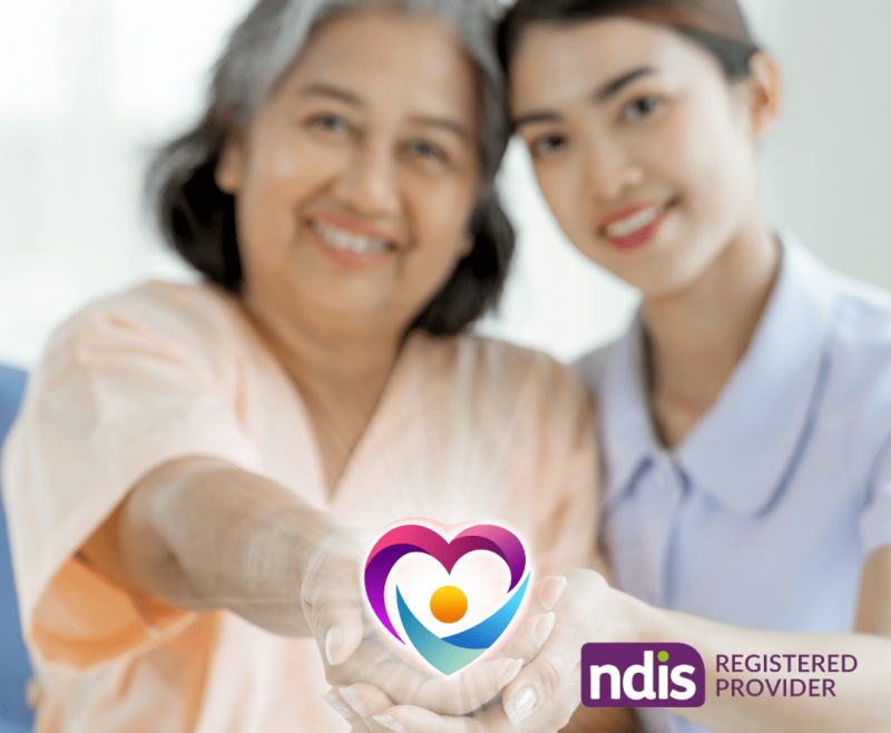 An old woman with a nurse holding hands